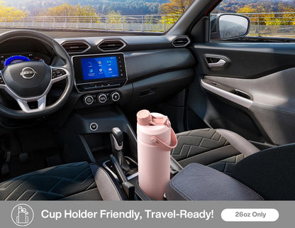 POWCAN 26 oz Insulated Water Bottle with 2-in-1 Straw and Spout Lid, Keep Cold 24H, Leak-Proof, Fits in Car Cup Holder, Stainless Steel Water Bottle for Sports, Travel, Gym, and School (Swamp Doodle)