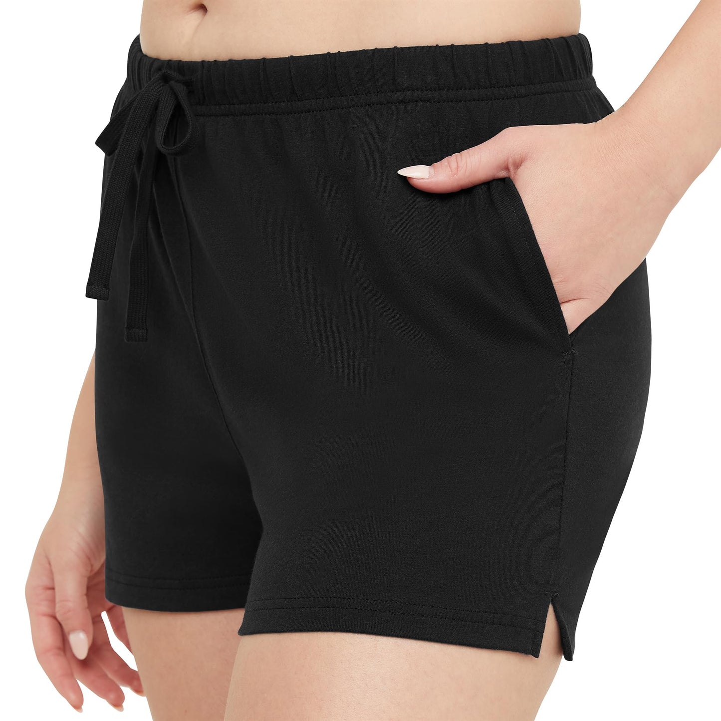 Hanes Originals, Cotton Jersey, Gym Shorts for Women, 2.5", Black