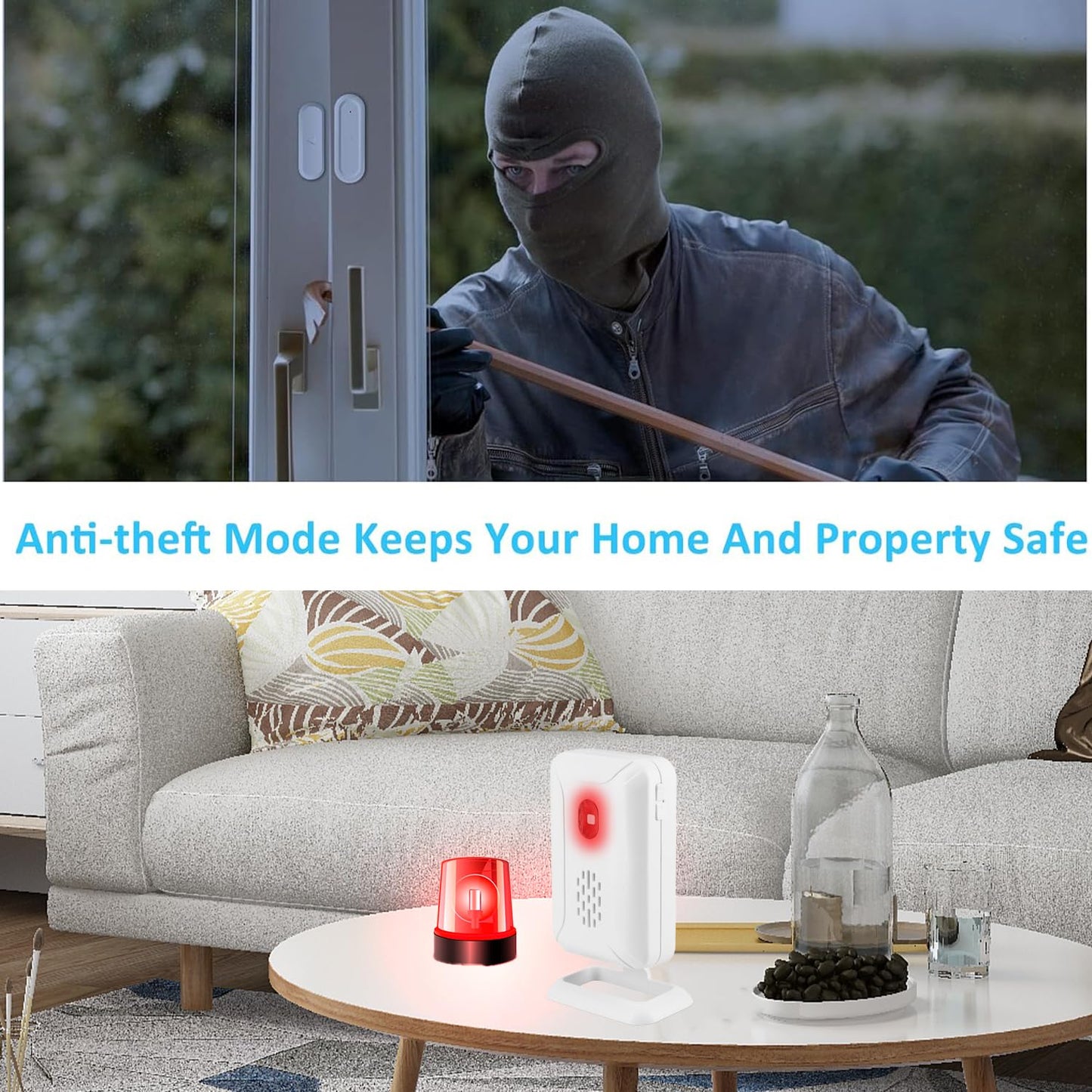 GREENCYCLE Door Chime, Wireless Door Open Chime, Door Open Contact Alarm Rechargeable, Door Sensor with Adjustable Volume, 600ft Range, 36 Chimes and Mute Mode LED Flashing, for Home/Office/Store