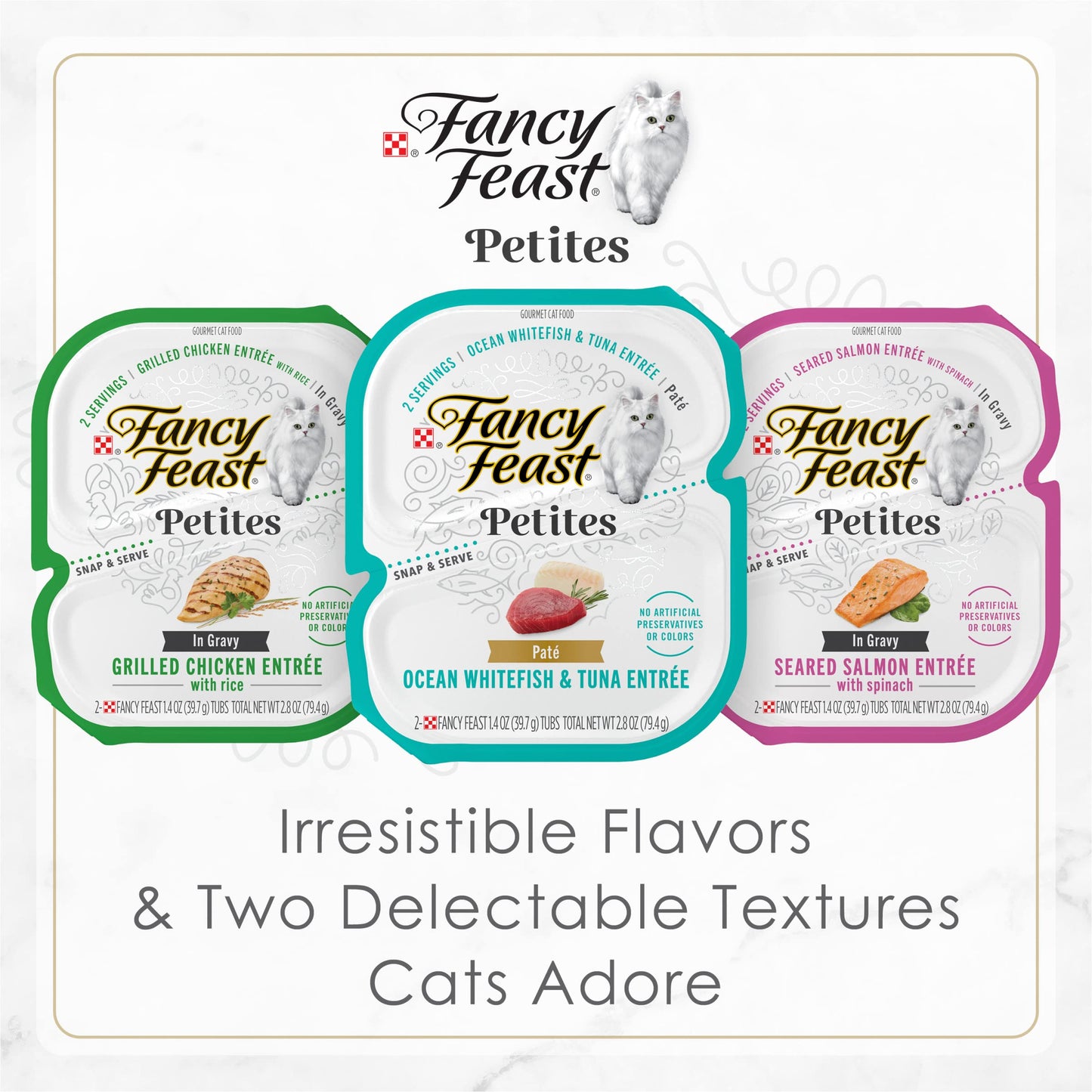 Purina Fancy Feast Petites Ocean Whitefish Entree With Tomato in Gravy Gourmet Wet Cat Food - (Pack of 12) 2.8 oz. Tubs