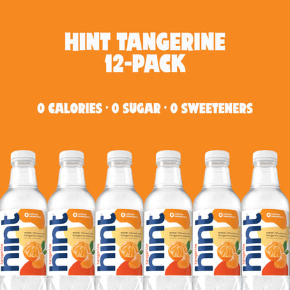 Hint Fruit-Infused Bottled Water, Tangerine - Sugar Free Flavored Water with Zero Calories, Naturally Flavored, and No Artificial Sweeteners - 16 Fl Oz (Pack of 12)