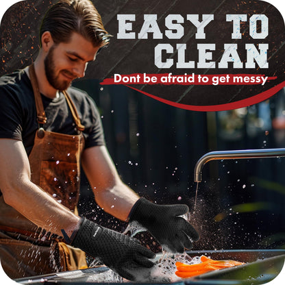 KITCHEN PERFECTION Silicone Smoker Oven Gloves -Extreme Heat Resistant BBQ Gloves -Handle Hot Food Right on Your Smoker Grill Fryer Pit|Waterproof Oven Mitts Grill Gloves |Superior Value Set+3 Bonuses