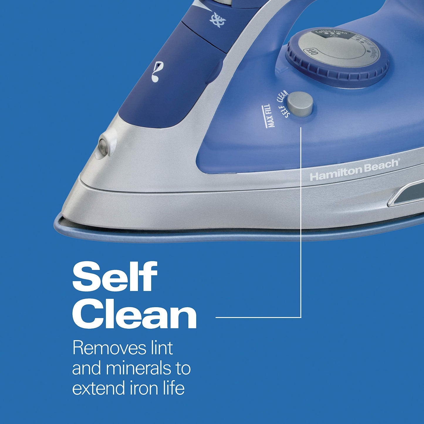 Hamilton Beach Steam Iron & Vertical Steamer for Clothes with Scratch-Resistant Durathon Soleplate, 8' Retractable Cord, 3-Way Auto Shutoff, Anti-Drip, 1500 Watts, Blue