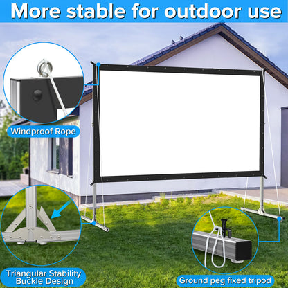 Projector Screen Outdoor,JWSIT 120 inch Outdoor Movie Screen-Upgraded 3 Layers PVC 16:9 Projector Screen,Portable Video Projection Screen with Carrying Bag for Home Theater Backyard