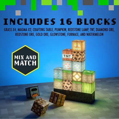 Paladone Minecraft Building Block Night Light – Officially Licensed LED Lamp for Boys’ Bedrooms, Gaming Decor & Gifts – Fun Minecraft Room Accessory