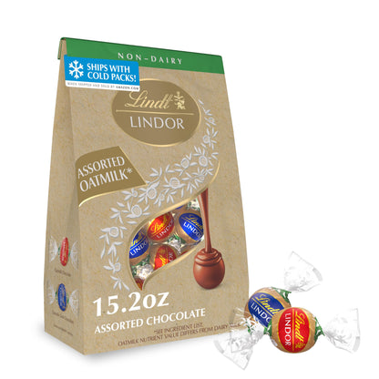 Lindt LINDOR Assorted OatMilk Chocolate Truffles, Non-Dairy Chocolate Truffles with Smooth, Melting Truffle Center, 15.2 oz.