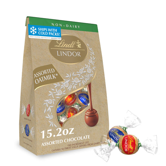 Lindt LINDOR Assorted OatMilk Chocolate Truffles, Non-Dairy Chocolate Truffles with Smooth, Melting Truffle Center, 15.2 oz.