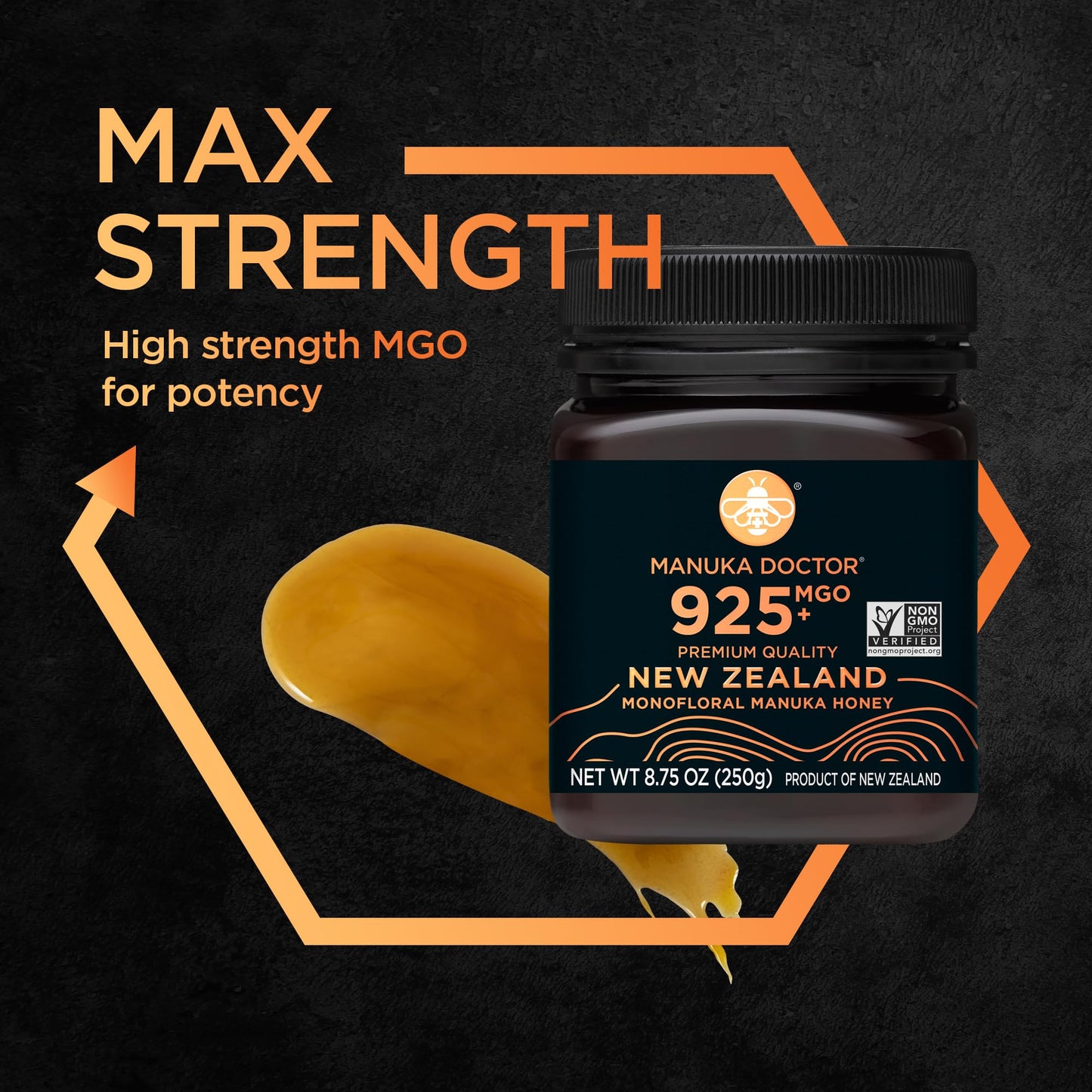 MANUKA DOCTOR - MGO 925+ Manuka Honey Monofloral, 100% Pure New Zealand Honey. Certified. Guaranteed. RAW. Non-GMO (8.75 oz)