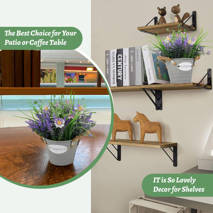 MIXROSE Fake Plants Purple Lavender Flowers in Pot 10" Tall Faux Artificial Potted Plant Greenery for Home Office Patio Coffee Table Farmhouse Aesthetic Bedroom Bathroom Decor