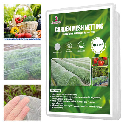 Garden Netting, Jevrench Durable Ultra Fine Garden Netting, Garden Plant Cover Row Cover Makes Plants, Vegetables, Fruits, and Flowers Grow Better (4ft x 25ft)