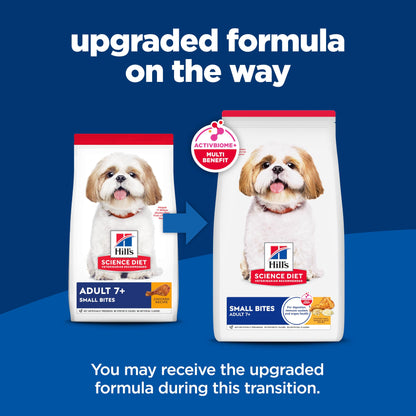 Hill's Science Diet Adult 7+, Senior Adult 7+ Premium Nutrition, Small Kibble, Dry Dog Food, Chicken, Brown Rice, & Barley, 33 lb Bag