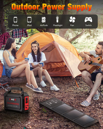 MARBERO 21W Portable Solar Panel Foldable Solar Panel Charger IP65 Waterproof Solar Panels 23% High Efficiency Fast Charger USB Ports & DC 18V Output for Camping Outdoor Travel Emergency Cloudy