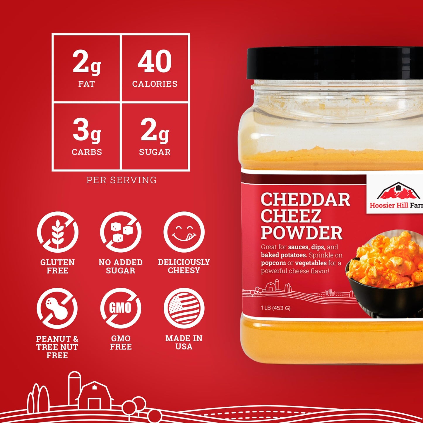 Hoosier Hill Farm Cheddar Cheez Powder, 1LB (Pack 1)