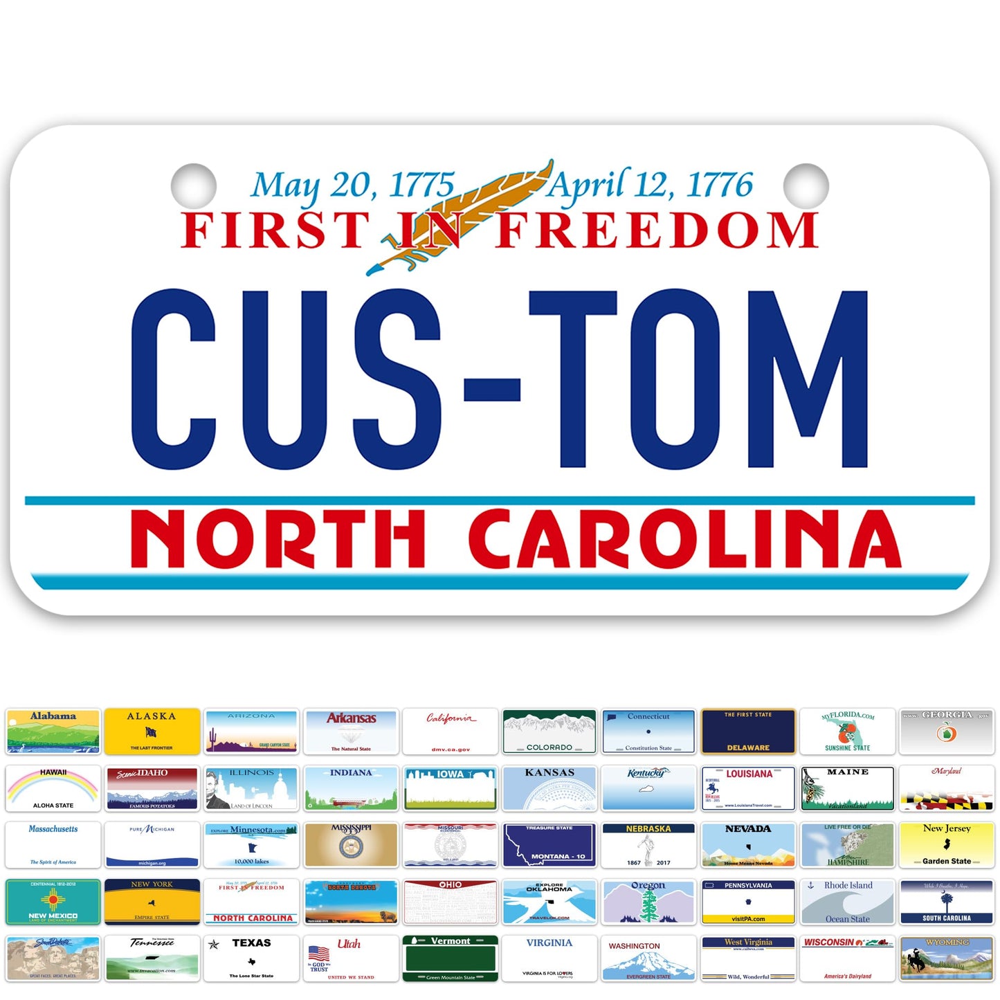 Mini License Plates, Personalized License Plates, Custom for Car, Bikes, ATV, Kids Car, Golf Cart, Jeep, 2x4 Inch, Rust-Free Fade Resistant Aluminum, USA Made by My Sign Center (North Carolina)