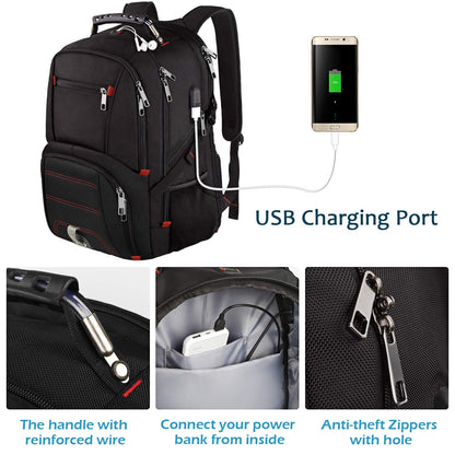 Jiefeike Travel Laptop Backpack,Extra Large Capacity TSA Friendly Anti Theft Backpacks with USB Charging Port,Water-Resistant Men Business College Computer Bookbag Fits 17 Inch Laptop&Notebook