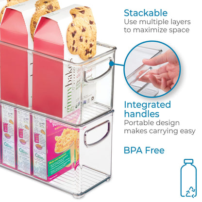 iDesign Stackable Pantry Bin with Handles for Kitchen, Fridge, or Freezer, Clear, Made in USA