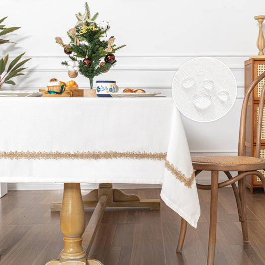 MYSKY HOME Table Cloth for Rectangular, Waterproof Tablecloth, Soft Cotton Indoor/Outdoor Tablecloths, Wrinkle Free Table Cloth Heavy Duty Rectangle Table Cloths for Parties & Dining Use, 55"X70"