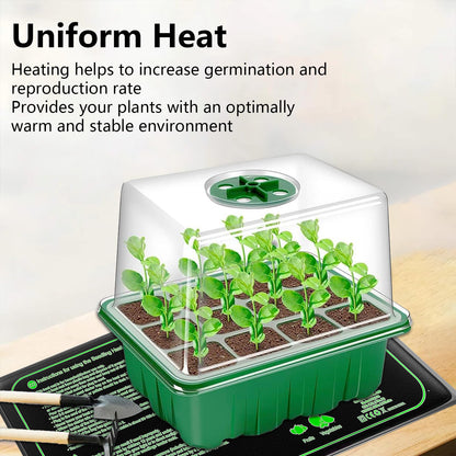 6-Pack Seed Starter Trays with 10"x20.75" Seedling Heat Mat for Indoor Home Gardening Seed Starting, 72-Cell Seed Starter Kit with Humidity Dome(12 Cells per Tray), MET Certified