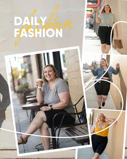 HLTPRO 3 Pack Plus Size Biker Shorts with Pockets for Women - 8" High Waisted Spandex Athletic Bike Shorts for Yoga Workout