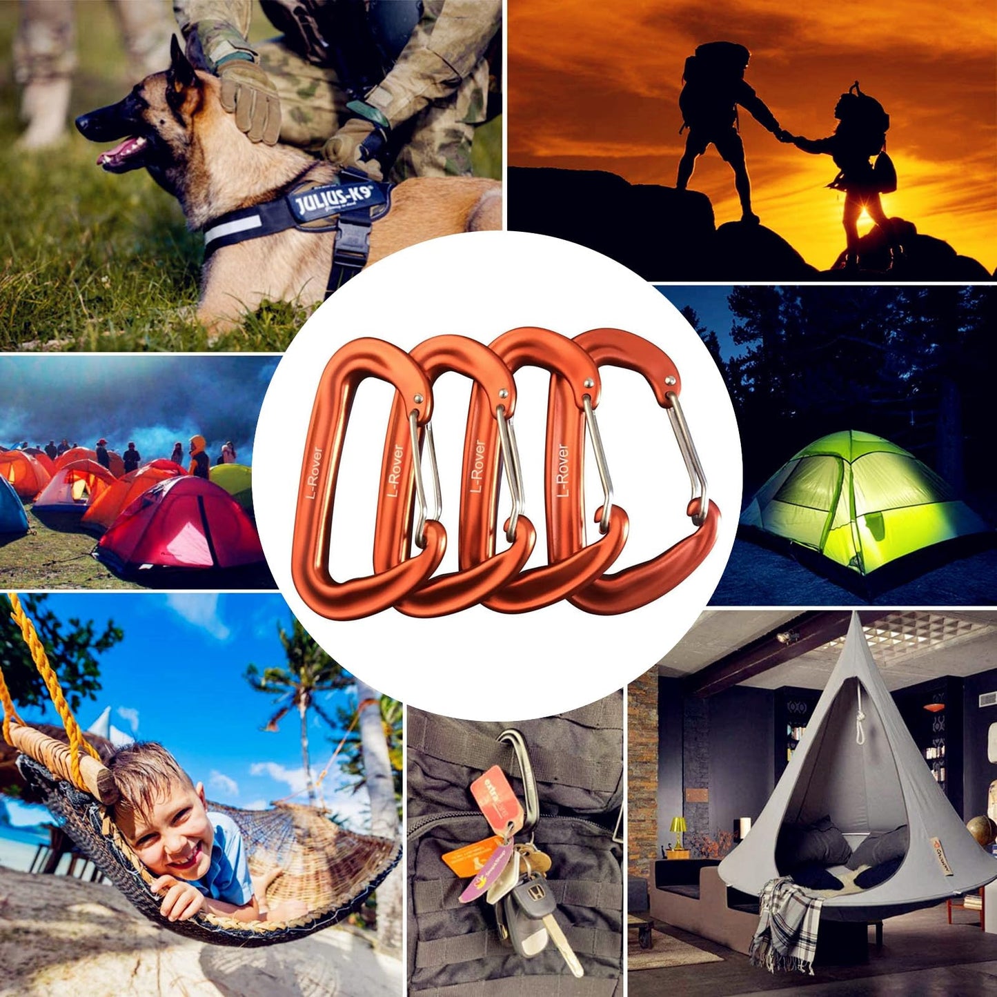 L-Rover Carabiner,12KN Lightweight Heavy Duty Carabiner Clips,Aluminium Wiregate Caribeaners for Hammocks,Camping, Key Chains, Outdoor and Gym etc,Hiking & Utility