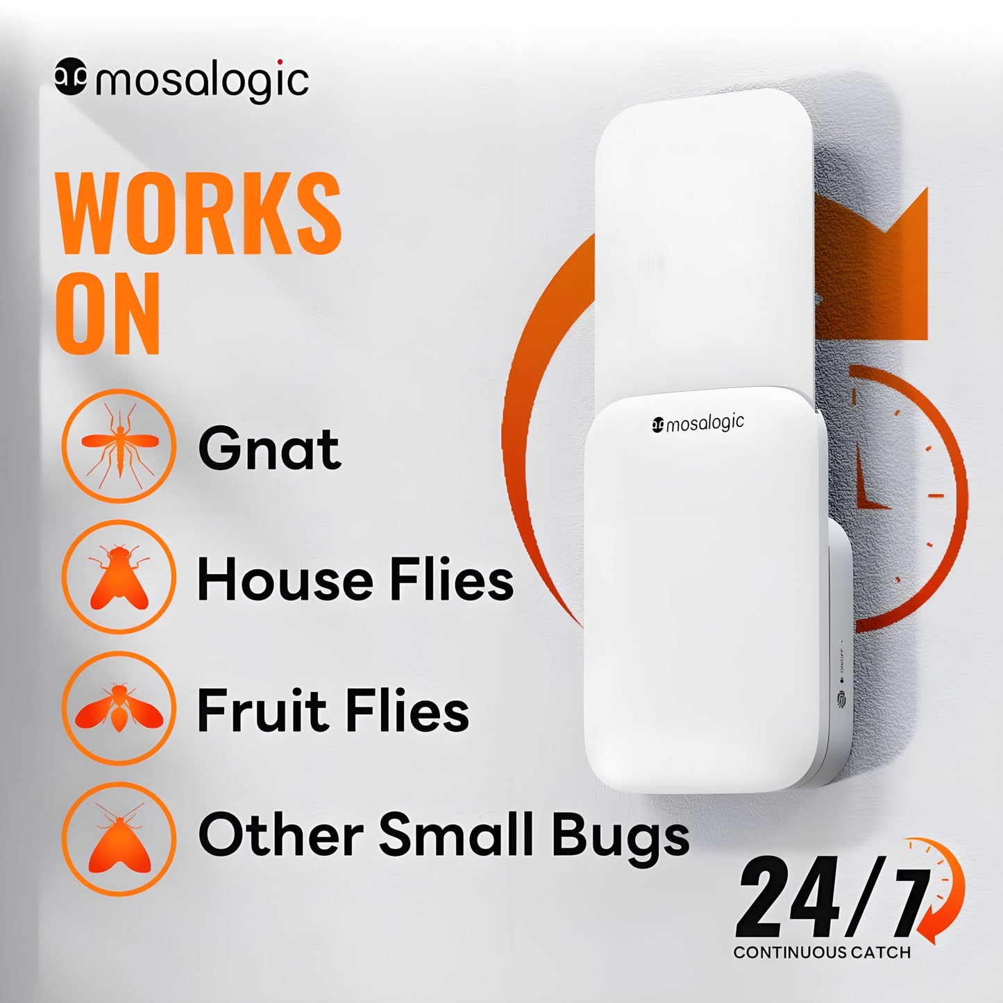 Mosalogic Fruit Fly Traps for Indoors Gnat Trap for House Indoor- 600 Sqft Protection Area UV Fly Insect Trapper for Fruit Flies，Gnat，Mosquito，and Other Flying Insect Plug in Bug Killer White