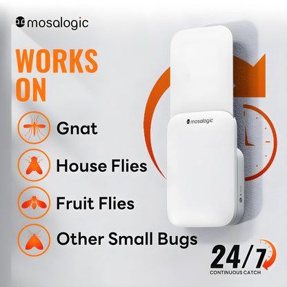 Mosalogic Fruit Fly Traps for Indoors Gnat Trap for House Indoor- 600 Sqft Protection Area UV Fly Insect Trapper for Fruit Flies，Gnat，Mosquito，and Other Flying Insect Plug in Bug Killer White