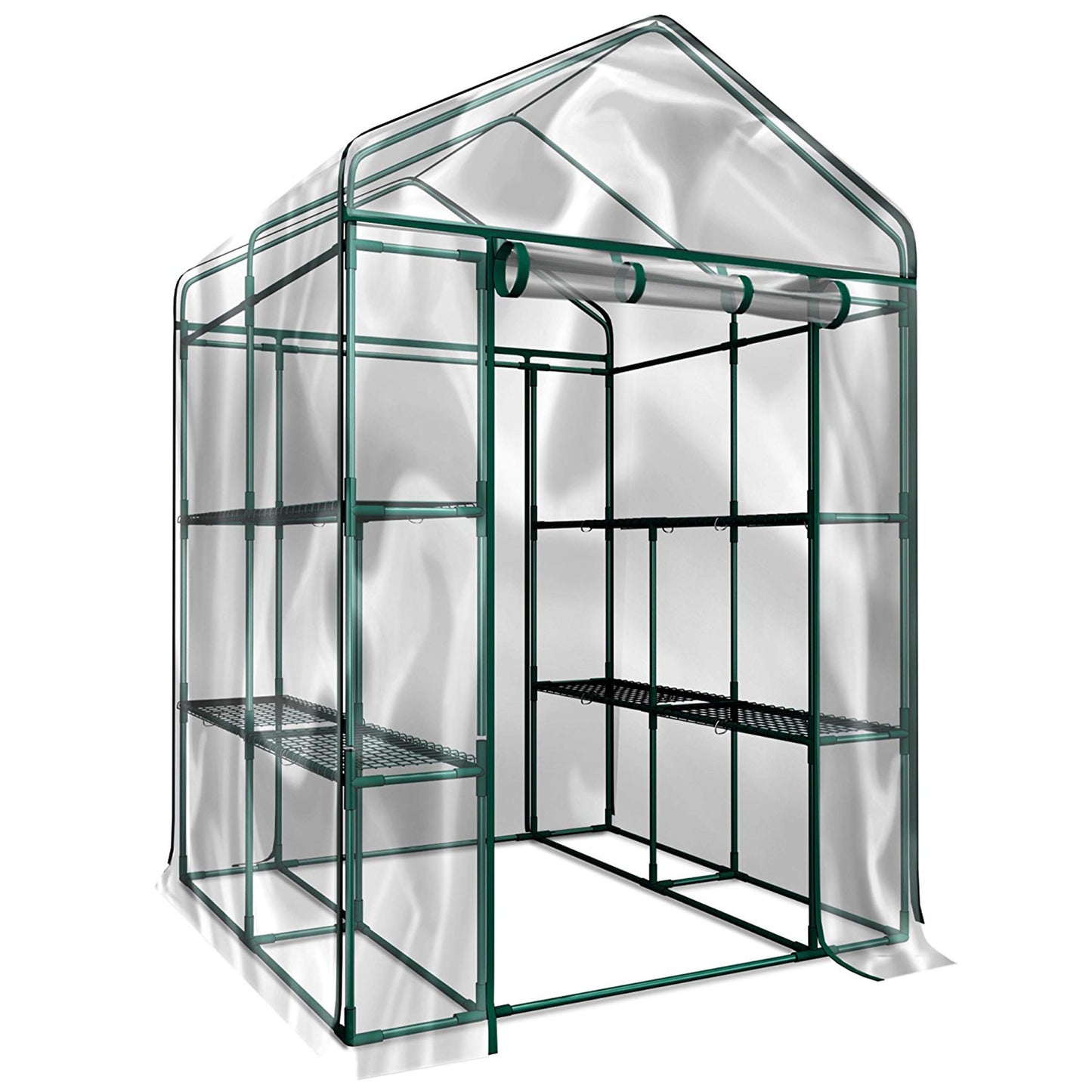 Home-Complete 514537FXW Walk-in Greenhouse-Indoor Outdoor with 8 Sturdy Shelves-Grow Plants, Seedlings, Herbs, or Flowers in Any Season-Gardening Rack, Green
