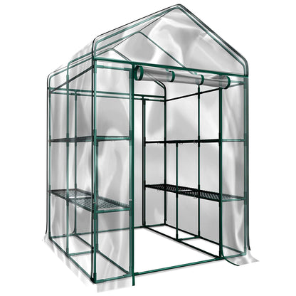 Home-Complete 514537FXW Walk-in Greenhouse-Indoor Outdoor with 8 Sturdy Shelves-Grow Plants, Seedlings, Herbs, or Flowers in Any Season-Gardening Rack, Green