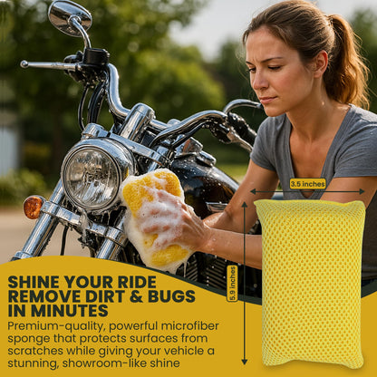 Iconikal 6-Pack Bug Scrubber Sponge 5.9x3.5-Inch Yellow Microfiber Large Car Wash Reusable for Paint Chrome Glass RV Motorcycle Cleaning