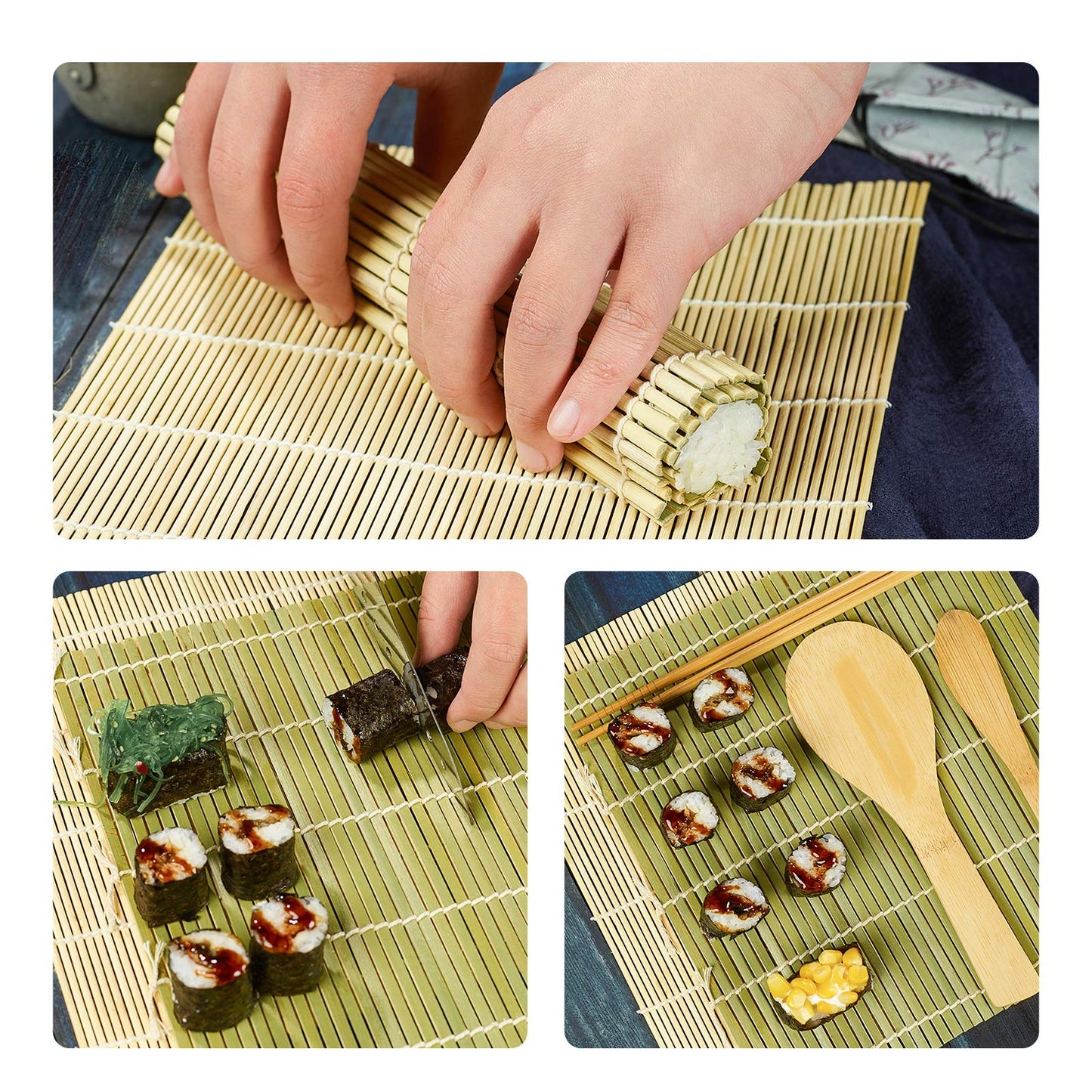 ISSEVE Sushi Making Kit Sushi Bazooka Maker with Bamboo Mats and Chopsticks, Paddle, Spreader, Sushi Knife, DIY Sushi Roller Machine
