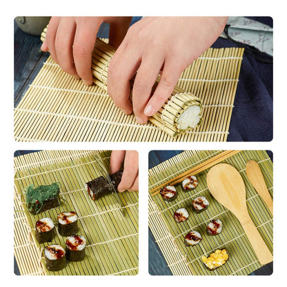 ISSEVE Sushi Making Kit Sushi Bazooka Maker with Bamboo Mats and Chopsticks, Paddle, Spreader, Sushi Knife, DIY Sushi Roller Machine