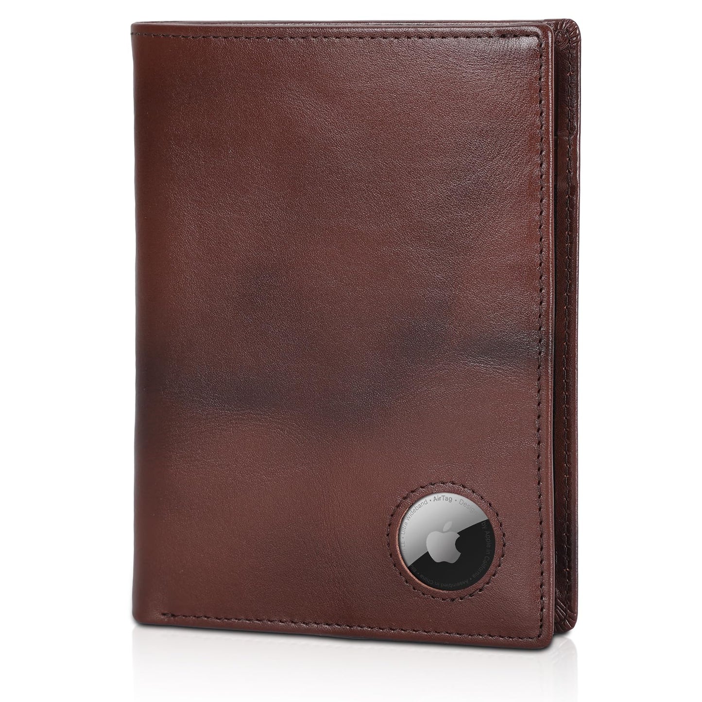 Polare Luxury RFID Blocking Leather Passport Holder Travel Wallet For Men and Women (Coffee with AirTag Slot)