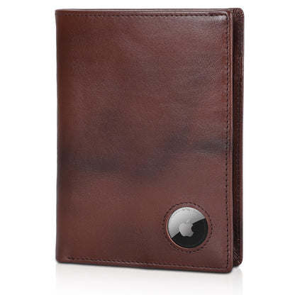 Polare Luxury RFID Blocking Leather Passport Holder Travel Wallet For Men and Women (Coffee with AirTag Slot)