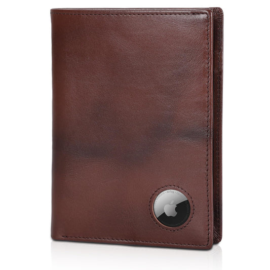 Polare Luxury RFID Blocking Leather Passport Holder Travel Wallet For Men and Women (Coffee with AirTag Slot)