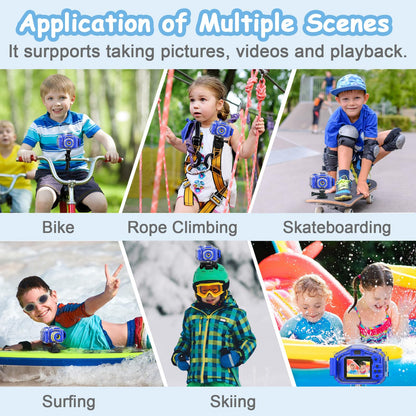 Agoigo Kids Waterproof Camera - Children Underwater HD Video Digital Camcorder, Portable Travel Toy for Toddler - Ideal Christmas Birthday Gifts for Boys Girls Age 3-12 with 32GB Card (Dark Blue)