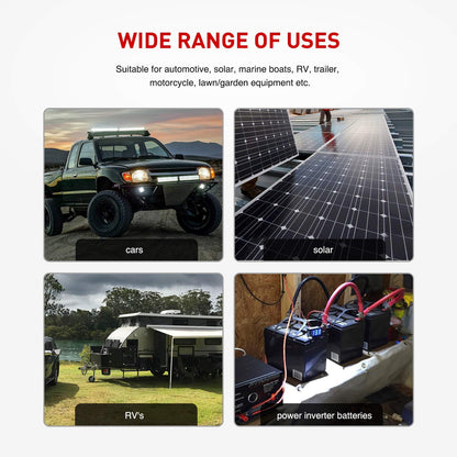 Nilight 6 AWG 20 Inch Each Battery Power Inverter Cables w/Tinned Wire Terminals Red Black 3/8 Inch Lugs Copper Parallel Oxygen-Free Wires for Solar Motorcycle Automotive Cars