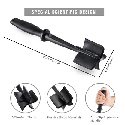 Meat Chopper Masher for Ground Beef and Hamburger Meat, Heat Resistant 5 Curved Blades Ground Beef Smasher, Nylon Meat Spatula Hamburger Chopper, Mix and Chop Kitchen Tool