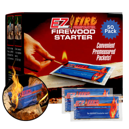 Naturally Occurring, Reliable, All Purpose, Easy-to-Use Fire Starter for Wood Stoves, Fireplaces, Campfires, and Bonfire – Waterproof, Windproof, Safe, Clean, Odorless | 50 Pack