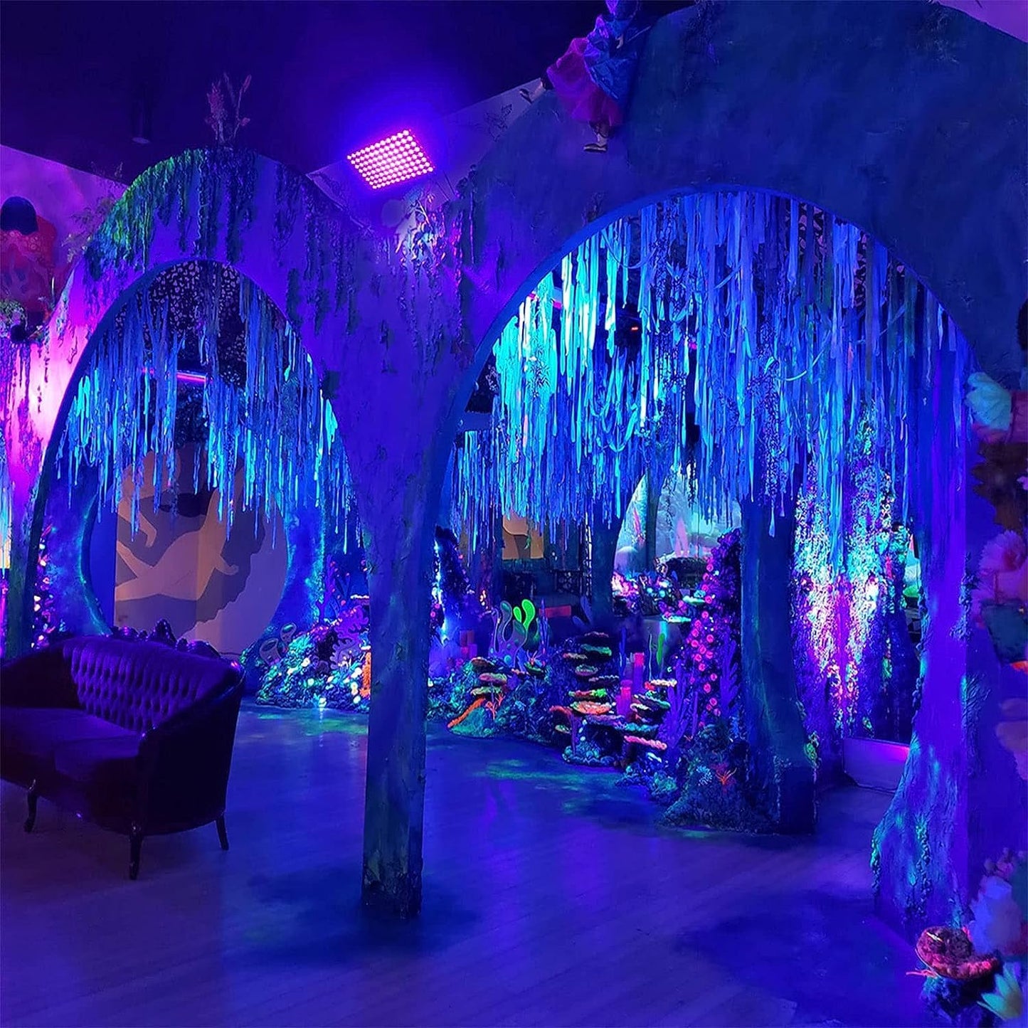 Glostars 100W LED UV Black Light, Powerful UV Spotlight, IP66, 395nm Lamp for Christmas, Halloween Glow Party (2 Packs)