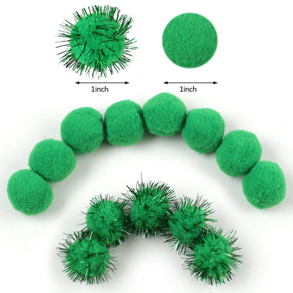 Phinus 200 PCS Pom Poms, 1 Inch Pompoms for Crafts, Soft and Fluffy Craft Pom Poms, Pom Pom Balls, for Arts and Craft Making Decorations (Green)