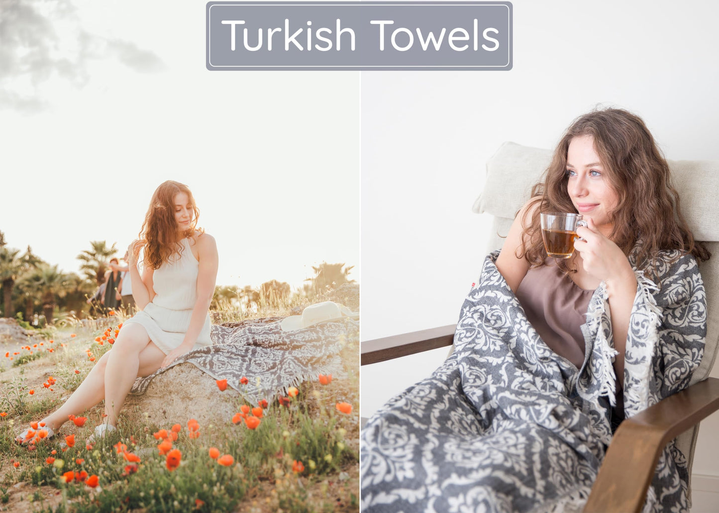 Mebien touche de la nature Premium Turkish Beach Towel – 35"x67" – 100% Cotton – Quick Dry Towel & Sand Free – Renaissance Black – Ideal for Travel & Pool