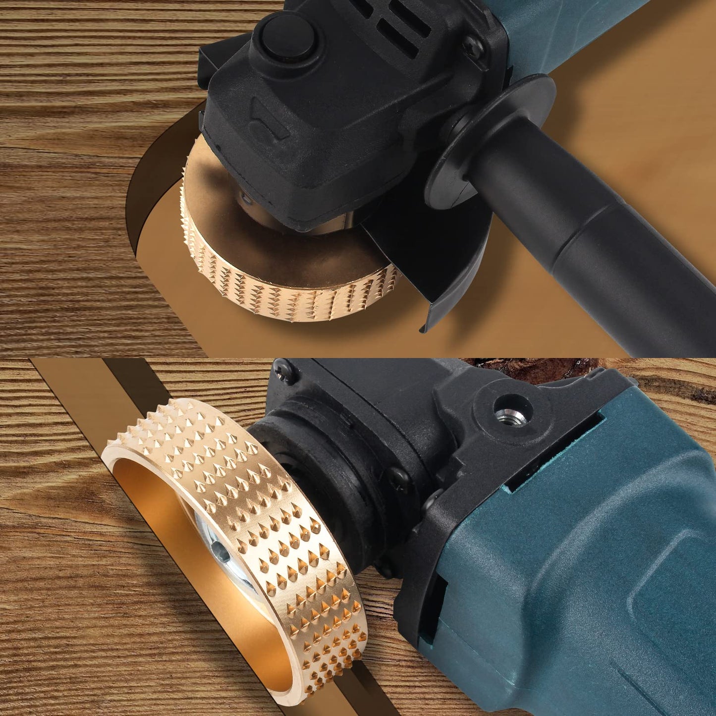 Pomsare 5PCS Angle Grinder Wood Carving Disc Set, 4 and 4 1/2 Angle Grinder Attachments with 5/8 inch Arbor, StumpGrinder Tool Grinding Wheel Shaping Disc for Wood Cutting, Cutting Wheel