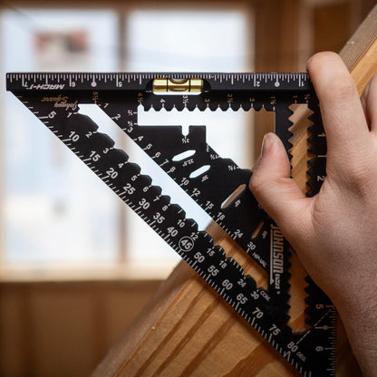 Johnson Level & Tool 1904-0700V 7-1/4" Johnny Square MACH-1 Smart Mark Rafter Square with Level Vial, Black