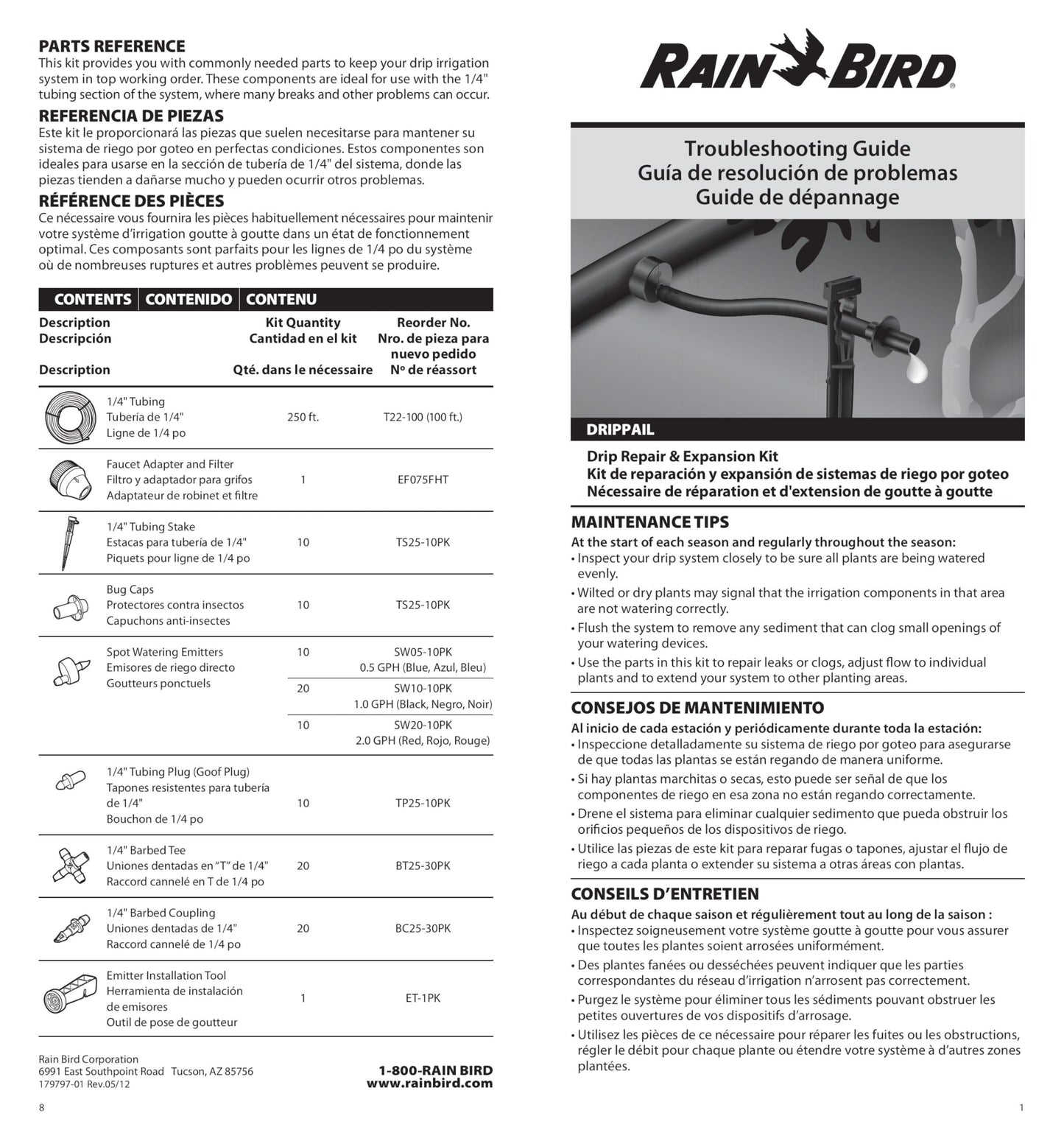 Rain Bird DRIPPAILQ Drip Irrigation Repair and Expansion Kit,Green