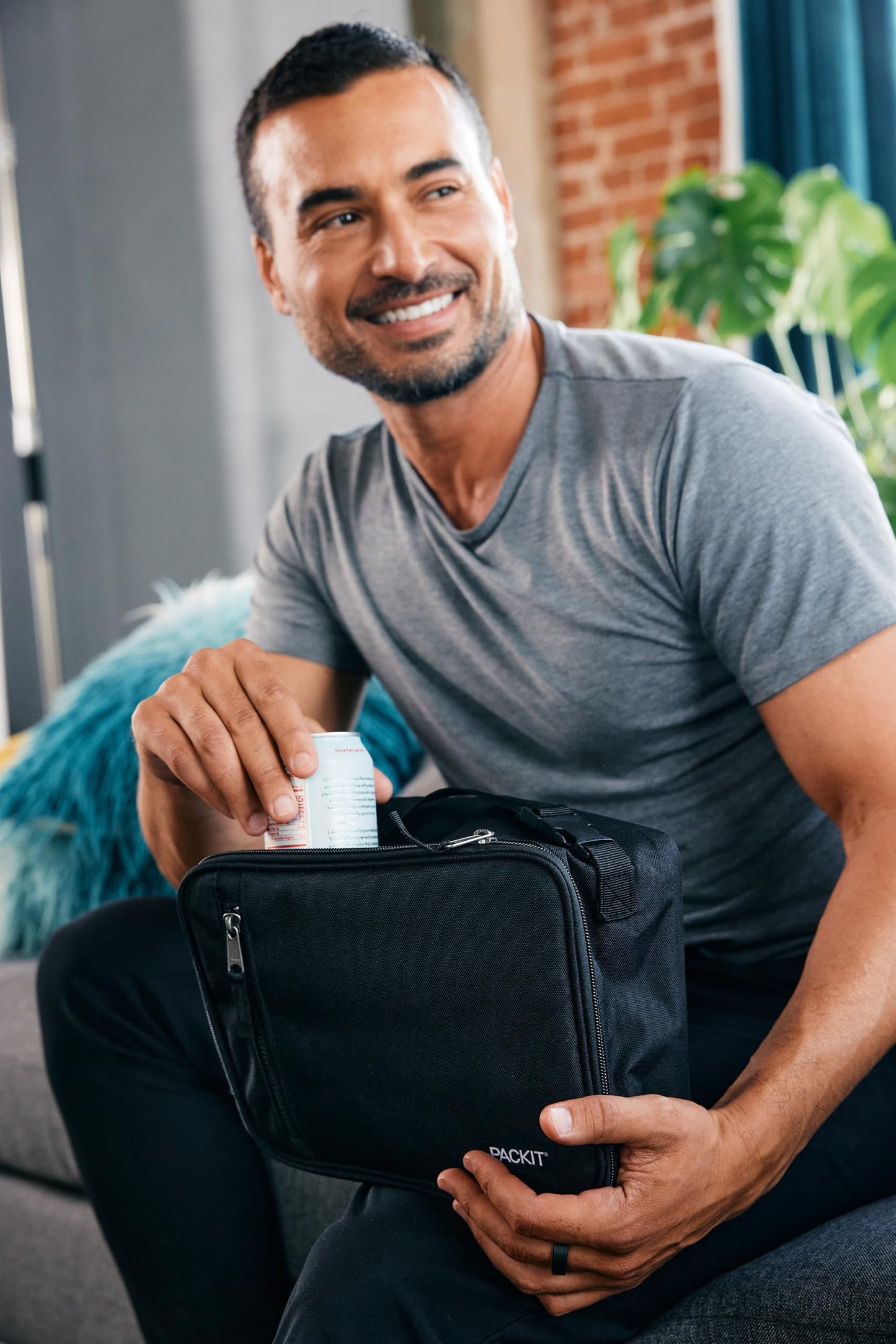 PackIt Freezable Classic Lunch Box, Black, Built with EcoFreeze® Technology, Collapsible, Reusable, Zip Closure With Zip Front Pocket and Buckle Handle, Designed for Fresh Lunches