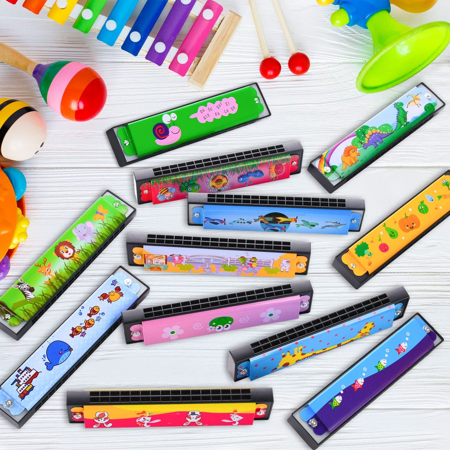 6 Styles Harmonica for Kids Lightweight Harmonicas with Double Row of 16 Holes Kids Harmonica Party Favors for Adult Beginners Musical Instrument Toy