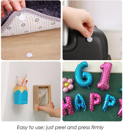 JUMINIZ 1000 Pcs (500 Pairs) 0.59inch Diameter Hook and Loop Fastener Self Adhesive Round Circle Sticky Sticker Dots for Arts and Crafts School Classroom Home and Office Use, White