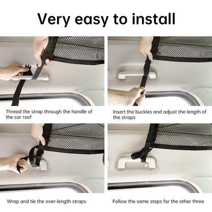 Kaskawise Car Ceiling Cargo Net Pocket,31"x21" Adjustable Double-Layer Mesh SUV Roof Organizer Long Trip Ceiling Storage Net,Car Camping Cargo Net for SUV,Van Life Accessories