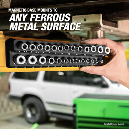 OEMTOOLS 22487 3 Piece Metric Magnetic Socket Organizers for Toolboxes, Socket Holder, Black Tool Box Organizer