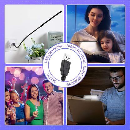 Mudder 2 Pieces USB LED Light for Laptop Keyboard Light Gooseneck Computer Lamp Flexible Stick Dimmable LED Lamp Touch Switch for Reading Book(Black, Silver)